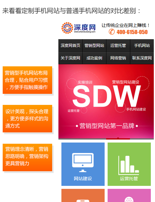 深度網定制手機網站與普通手機網站的區別